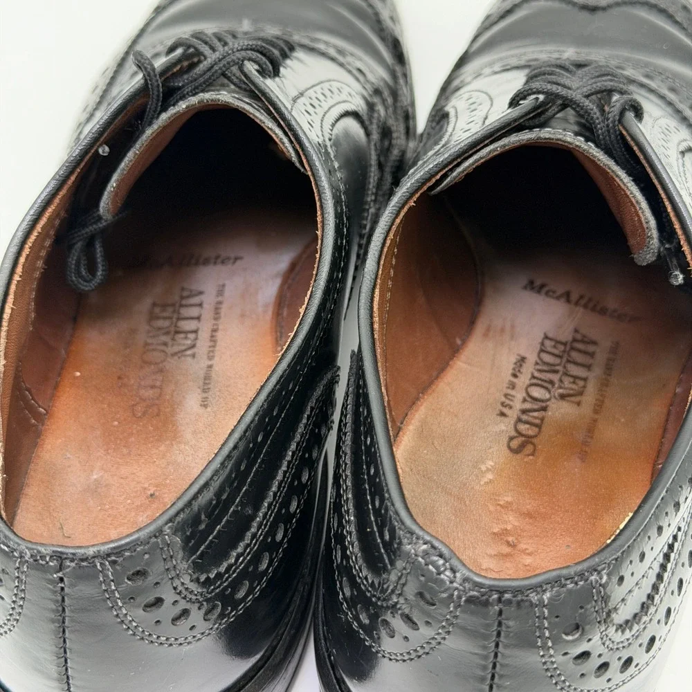 Allen Edmonds McAllister Black Leather Wingtip Oxford Shoes Mens 7 D‎ 6215